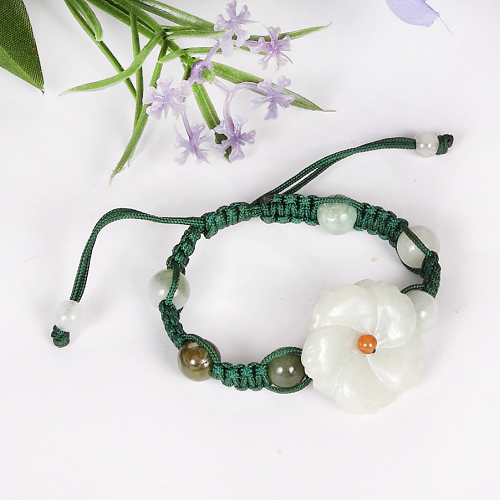 Armkette mit Blume aus Jade, Armband, Jade, 4937 - zum Schließen ins Bild klicken